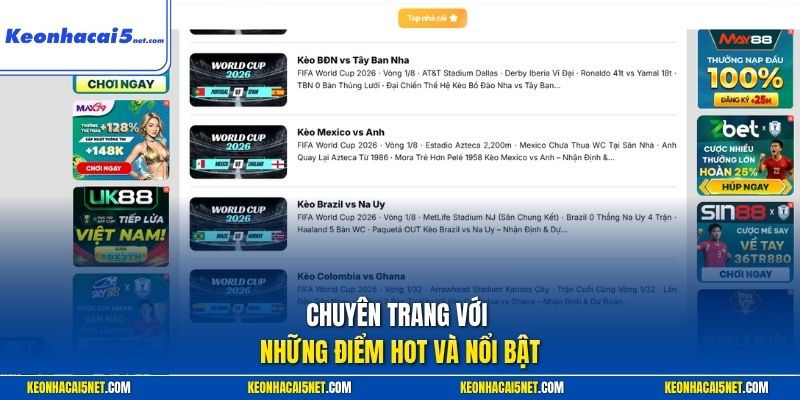Chuyên trang với những điểm hot và nổi bật